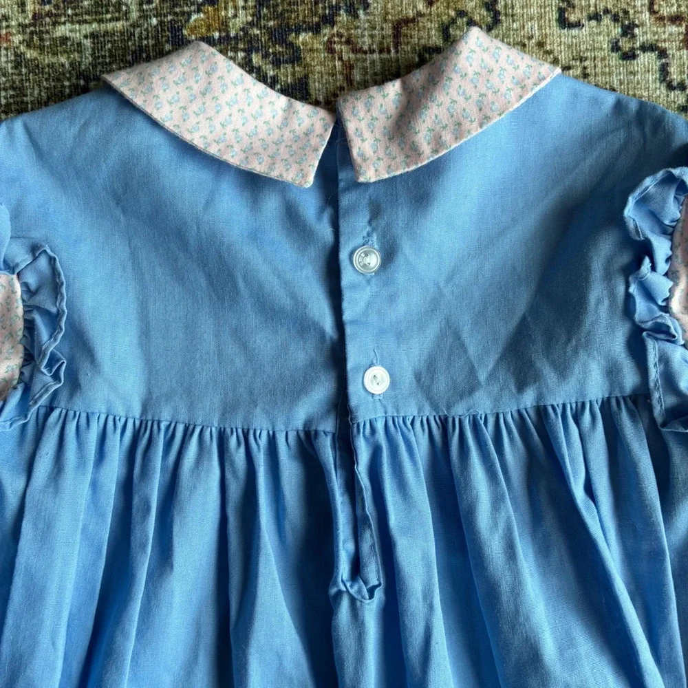 Vintage 90s Winnie The‎ Pooh Smocked Dress Prairie Cottagecore Peter Pan Size 6X